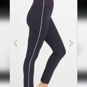 SPANX Black Pants with White Stripe